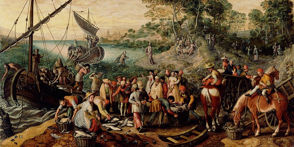 The Miraculous Draught of Fishes art print by Joachim Beuckelaer for $57.95 CAD