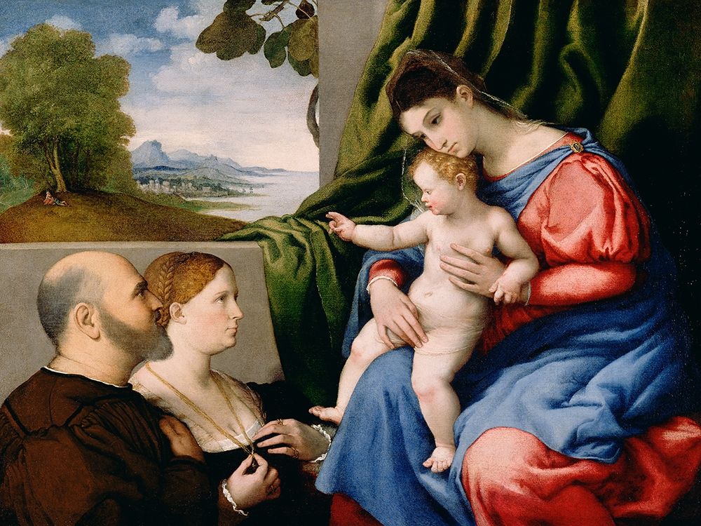 Madonna and Child with Two Donors art print by Lorenzo Lotto for $57.95 CAD