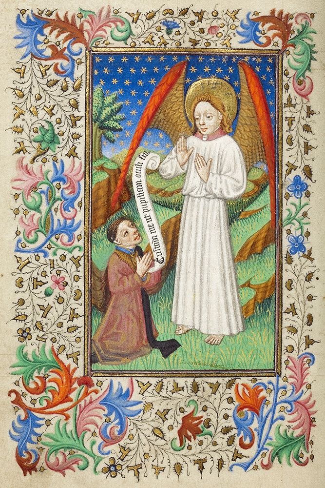 A Patron and his Guardian Angel art print by Unknown 15th Century French Illuminator for $57.95 CAD