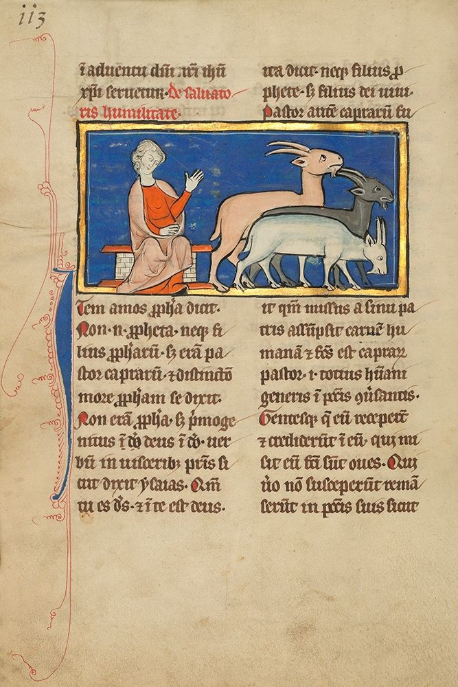 Amos and Three Goats art print by Unknown 13th Century Illuminator for $57.95 CAD