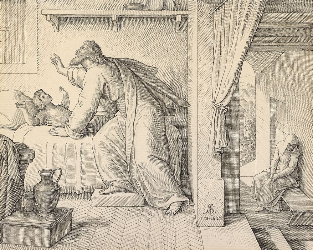Elijah Revives the Son of the Widow of Zarephath art print by Julius Schnorr von Carolsfield for $57.95 CAD
