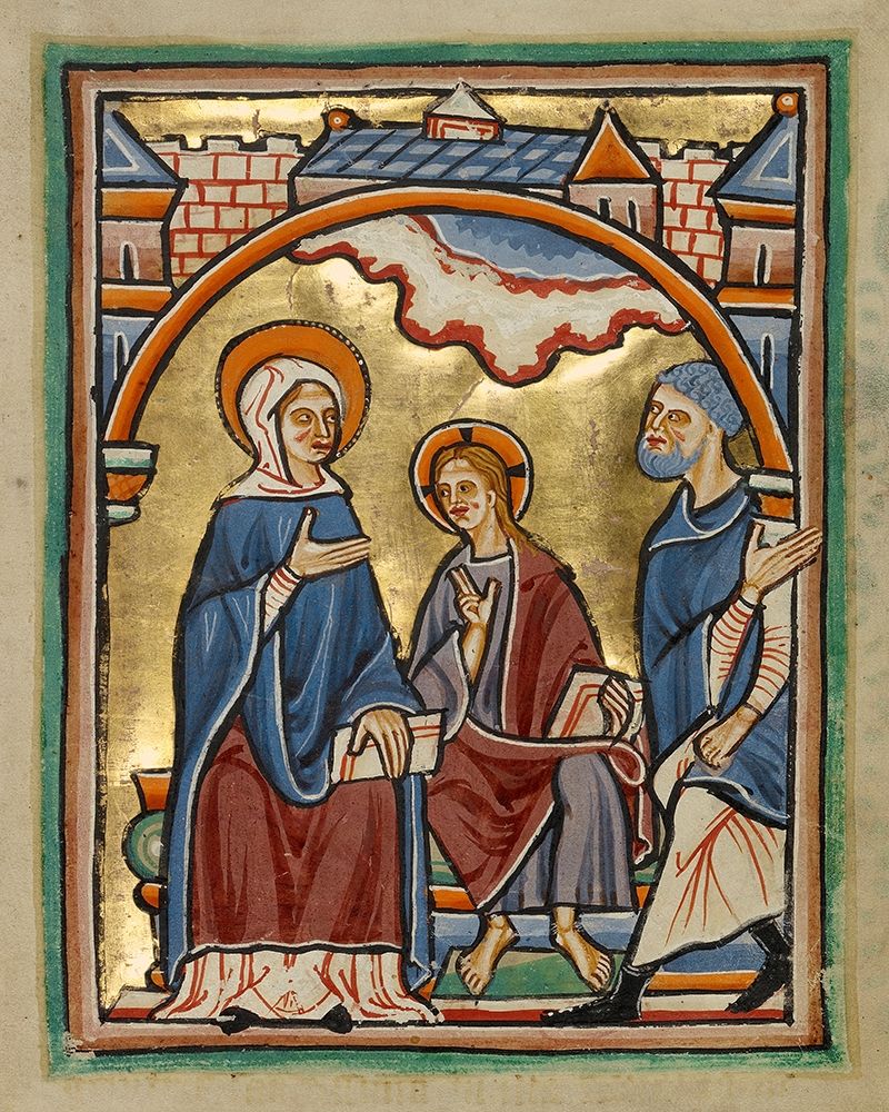 Christ Blessing His Parents art print by Unknown 12th Century English Illuminator for $57.95 CAD