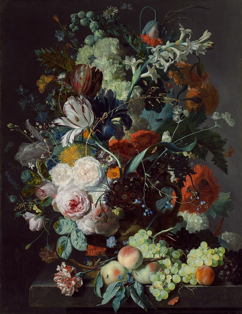 Still Life with Flowers and Fruit, c. 1715 art print by Jan van Huysum for $57.95 CAD