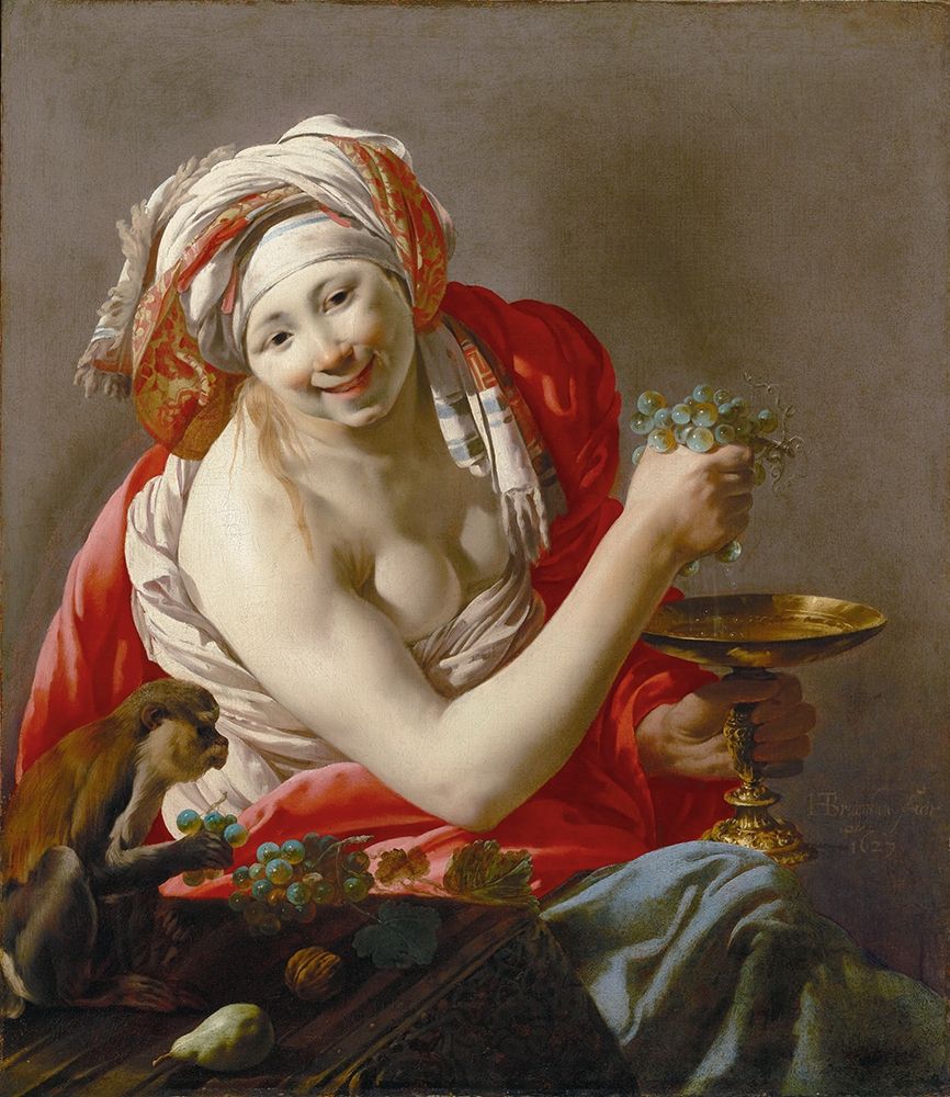 Bacchante with an Ape art print by Hendrick ter Brugghen for $57.95 CAD