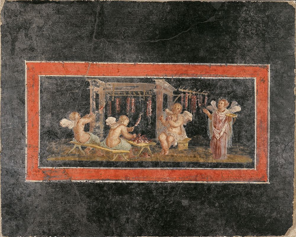 Fresco Fragment with Four Cupids Hanging Garlands art print by Unknown 1st Century Roman Artisan for $57.95 CAD