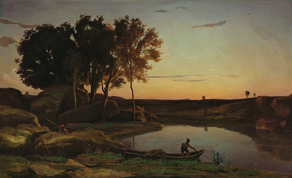 Landscape with Lake and Boatman art print by Jean-Baptiste-Camille Corot for $57.95 CAD