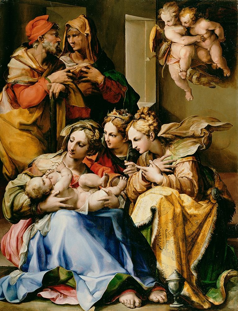 Holy Family with Saints Anne, Catherine of Alexandria, and Mary Magdalene art print by Nosadella for $57.95 CAD