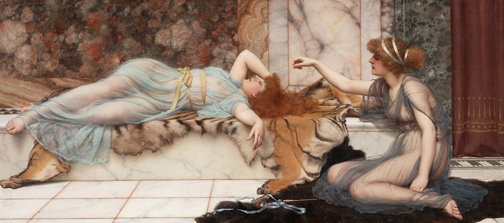 Mischief and Repose art print by John William Godward for $57.95 CAD