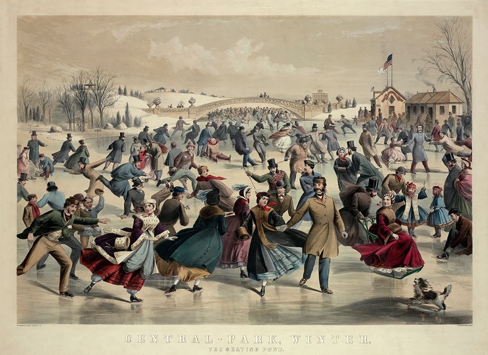 Central-Park, Winter - The Skating Pond,  New York, 1862 art print by Currier and Ives for $57.95 CAD