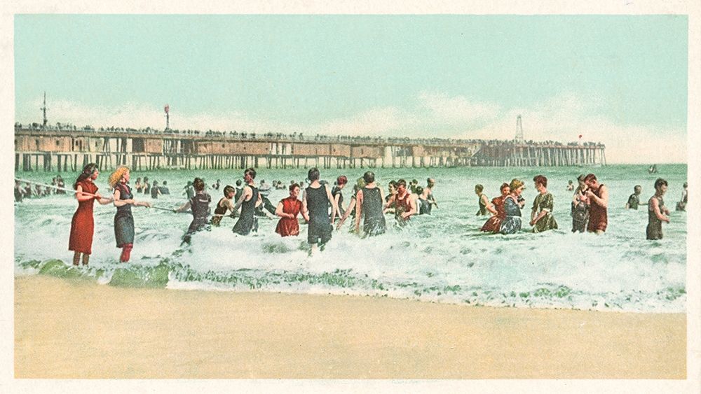 Surf Bathing, Long Beach, Calif., 1898 art print by Detroit Publishing Co. for $57.95 CAD