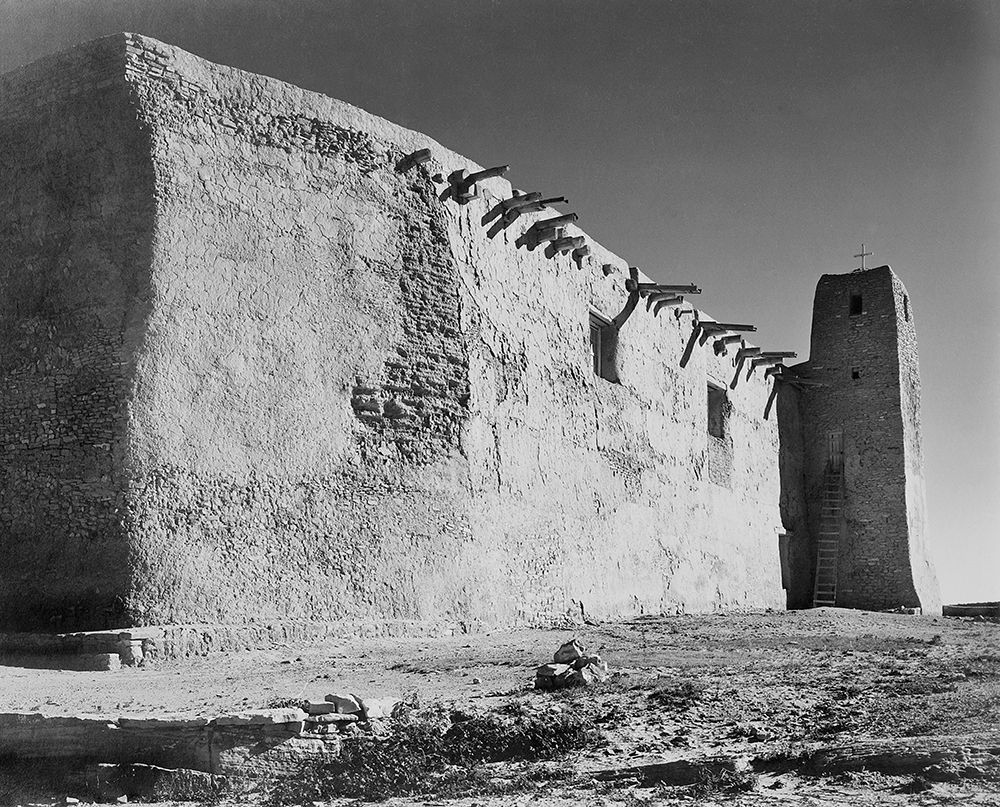 Church Side Wall and Tower, Acoma Pueblo, New Mexico - National Parks and Monuments, ca. 1933-1942 art print by Ansel Adams for $57.95 CAD