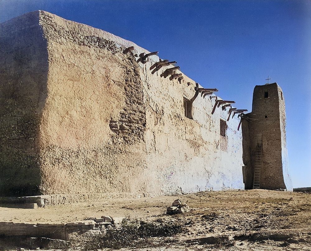 Church Side Wall and Tower-Acoma Pueblo-New Mexico Color art print by Ansel Adams for $57.95 CAD