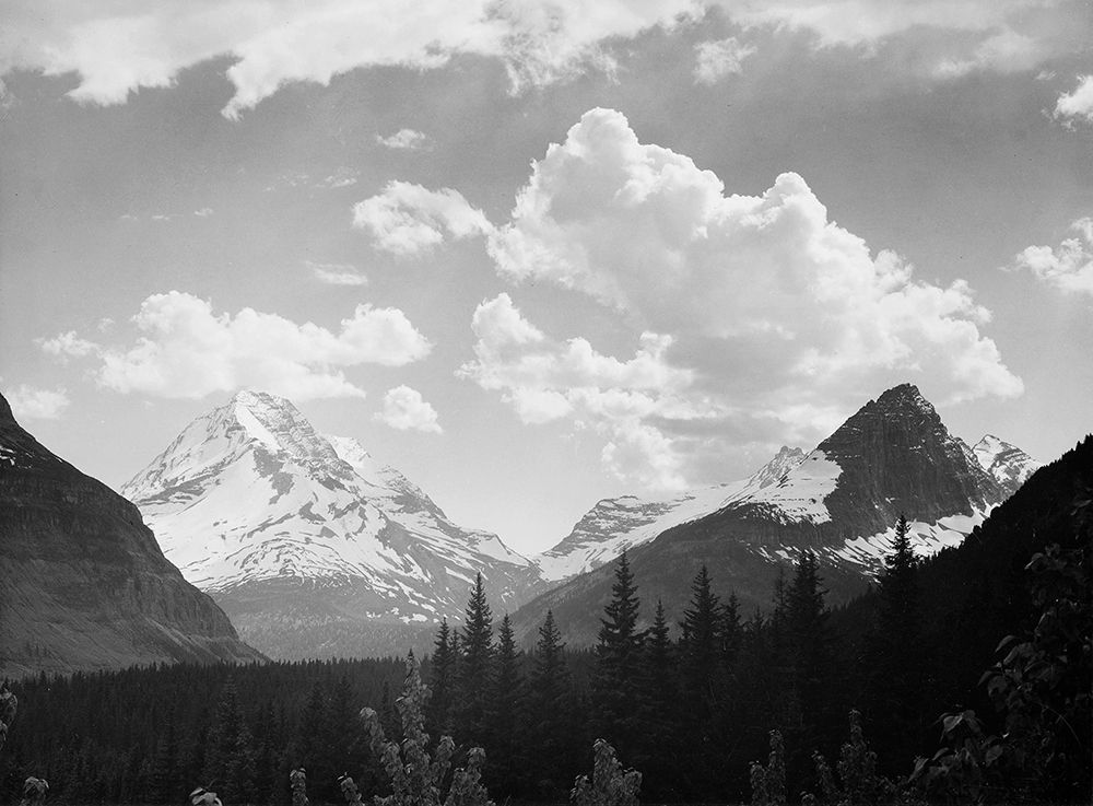 Mountains and Clouds, Glacier National Park, Montana - National Parks and Monuments, 1941 art print by Ansel Adams for $57.95 CAD