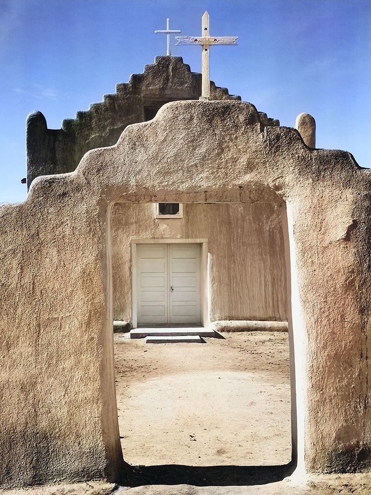 Front view of entrance-Church-Taos Pueblo National Historic Landmark Color art print by Ansel Adams for $57.95 CAD