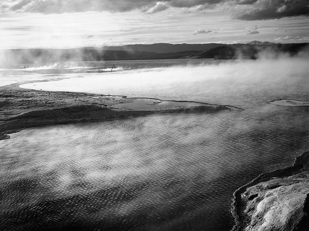 Steaming pool in foreground, high horizon, Fountain Geyser Pool, Yellowstone National Park, Wyoming, art print by Ansel Adams for $57.95 CAD