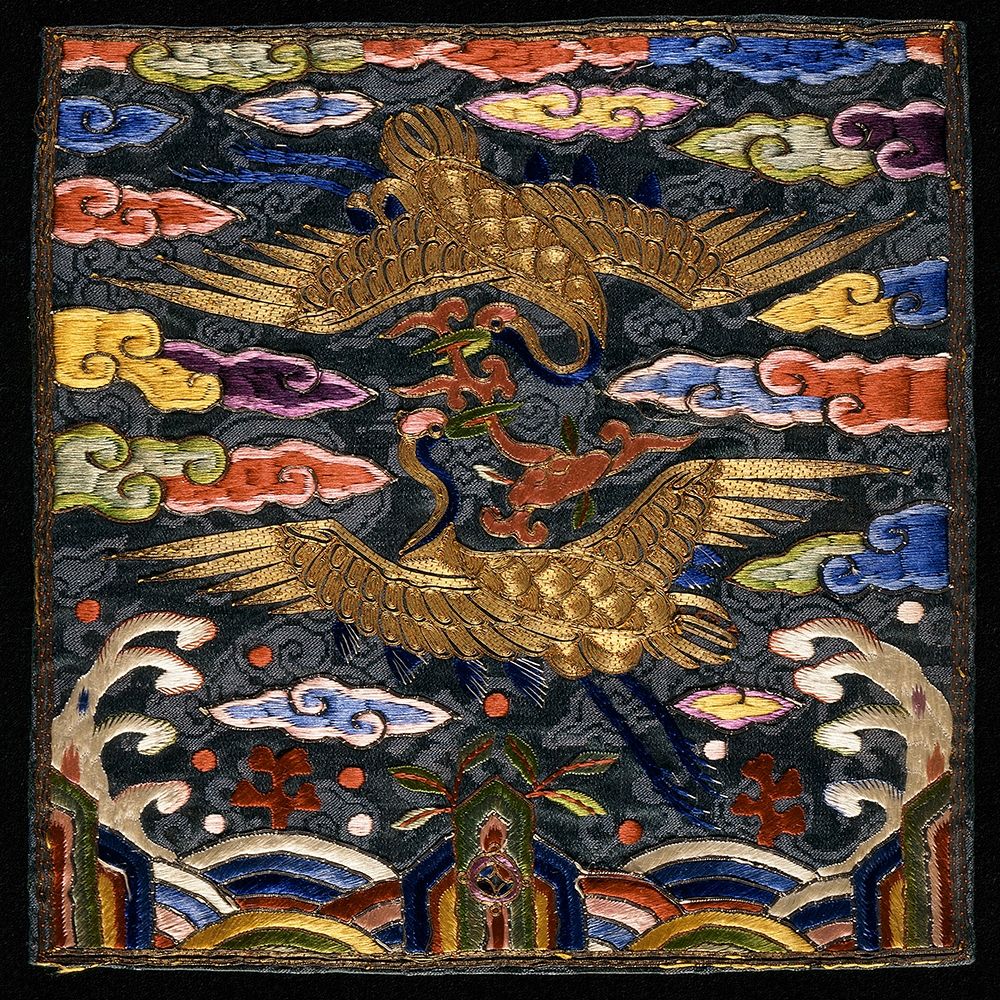 Pair of Badges (Hyungbae) of the Upper Civil Rank with Two Cranes art print by Unknown 20th Century Korean Needleworker for $57.95 CAD