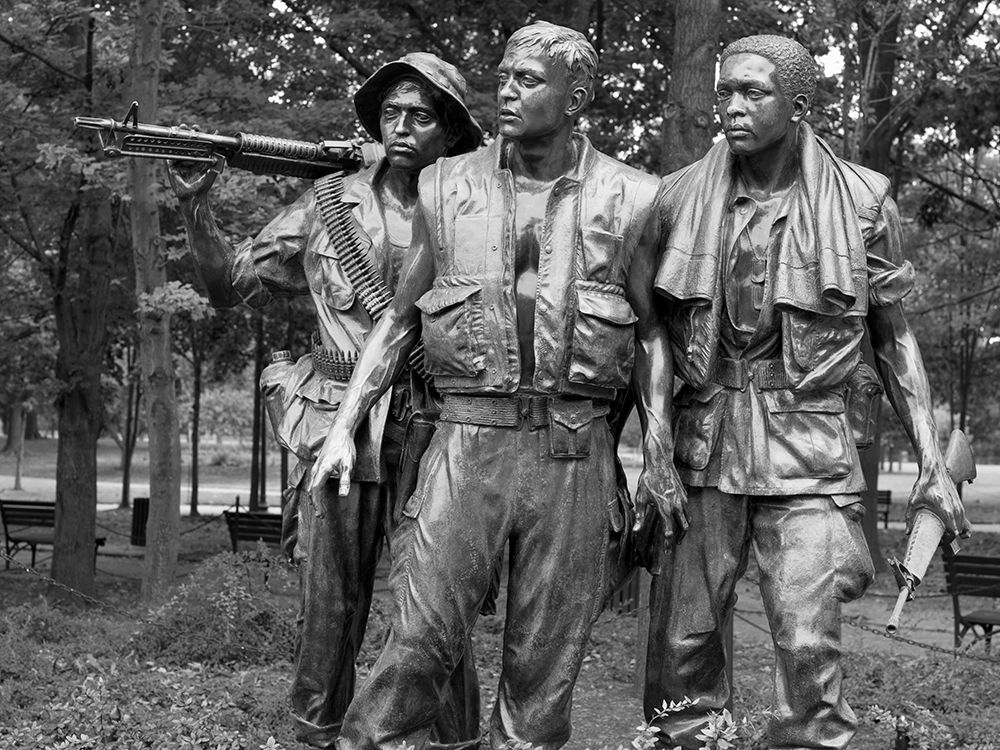 Vietnam memorial soldiers by Frederick Hart, Washington, D.C. - Black and White Variant art print by Carol Highmith for $57.95 CAD