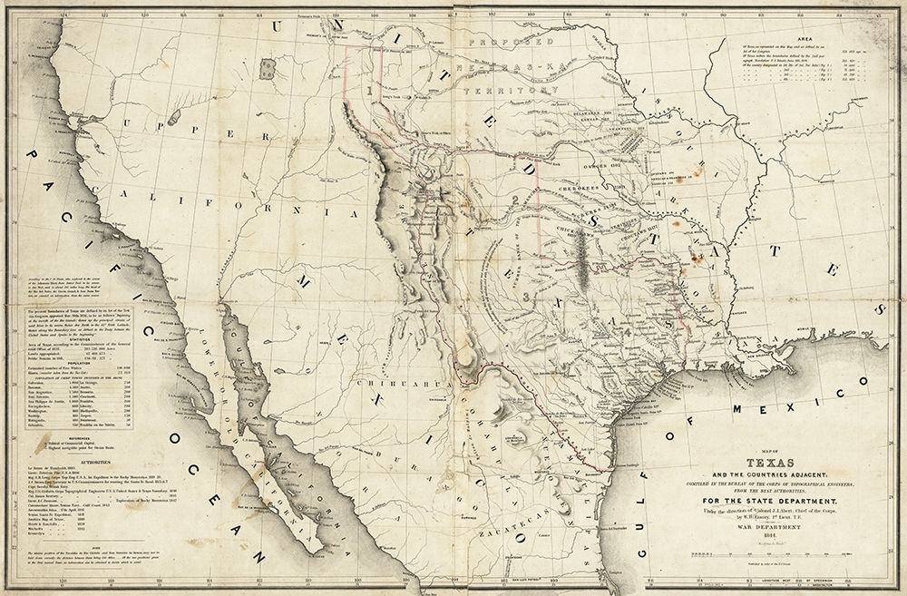 Map of Texas and the countries adjacent, 1844 art print by William H. Emory for $57.95 CAD