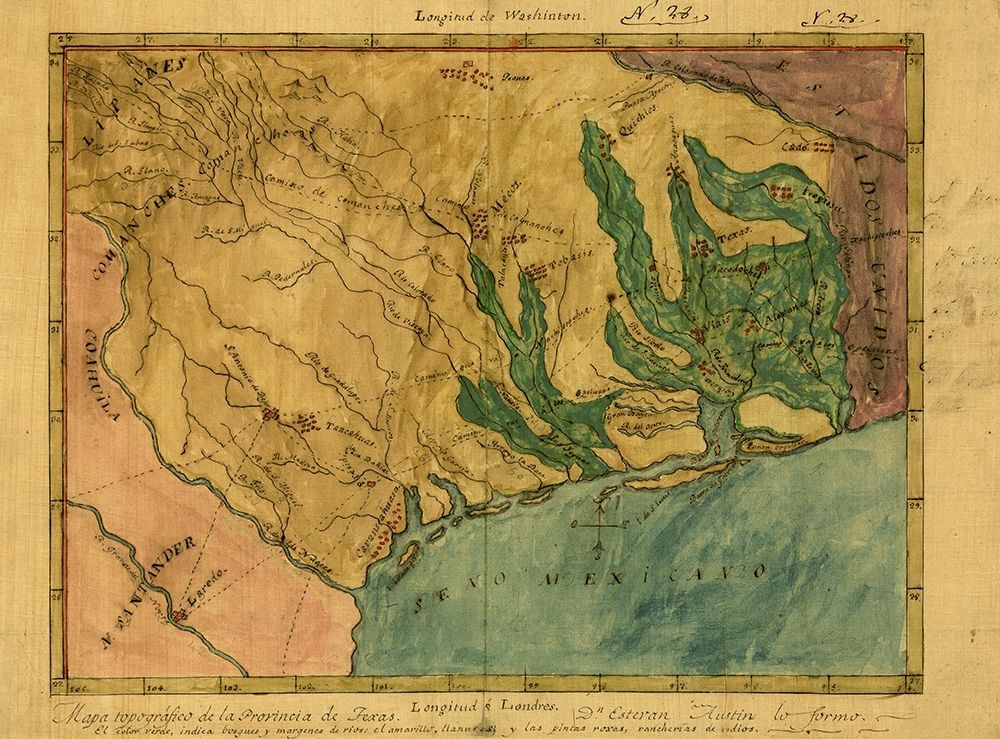 Mapa topografico de la provincia de Texas, ca 1822 art print by Stephen F. Austin for $57.95 CAD