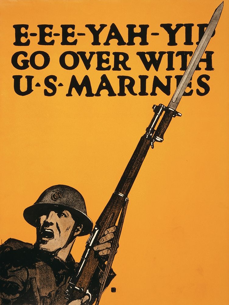 E-E-E-Yah-YIP, Go Over with U.S. Marines, 1917 art print by Charles Buckles Falls for $57.95 CAD