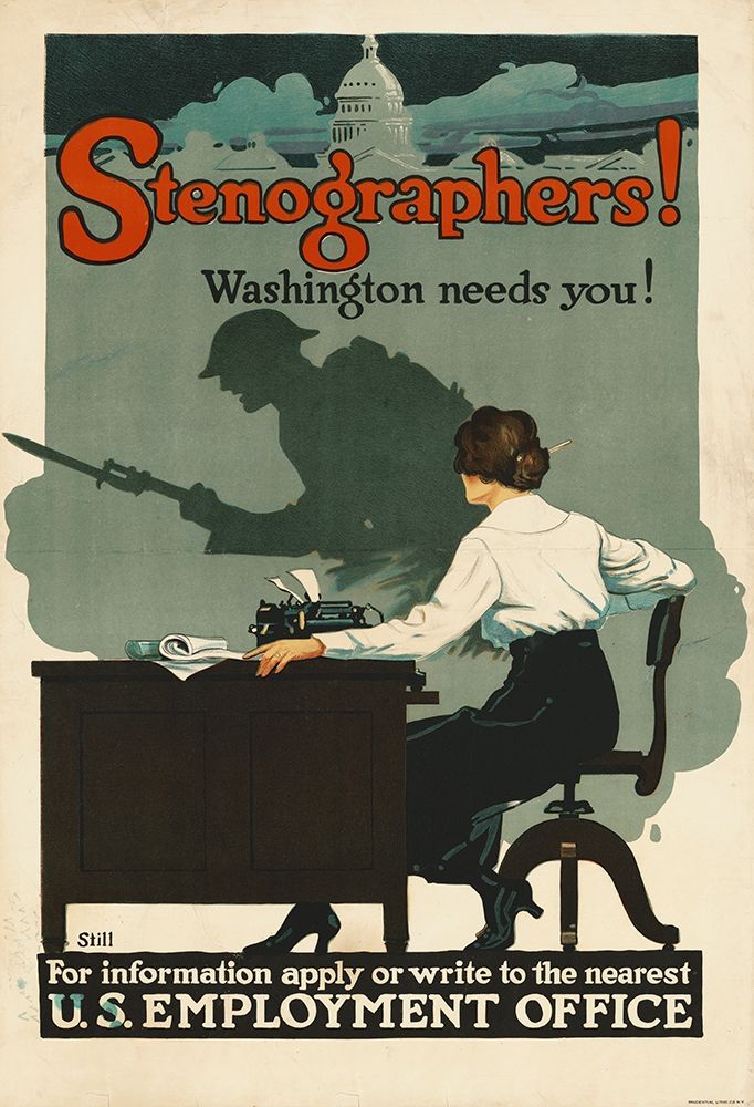 Stenographers! Washington Needs You!, ca. 1918 art print by Roy Hull Still for $57.95 CAD