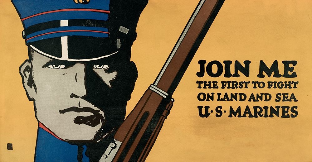 Join me - the first to fight on land and sea - U.S. Marines, 1914/1918 art print by Charles Buckles Falls for $57.95 CAD