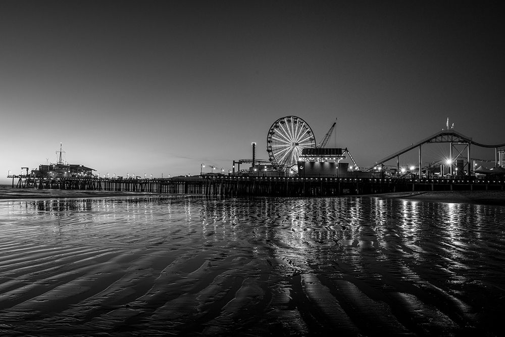 Santa Monica Pier at Sunset California Black and White art print by Carol Highsmith for $57.95 CAD