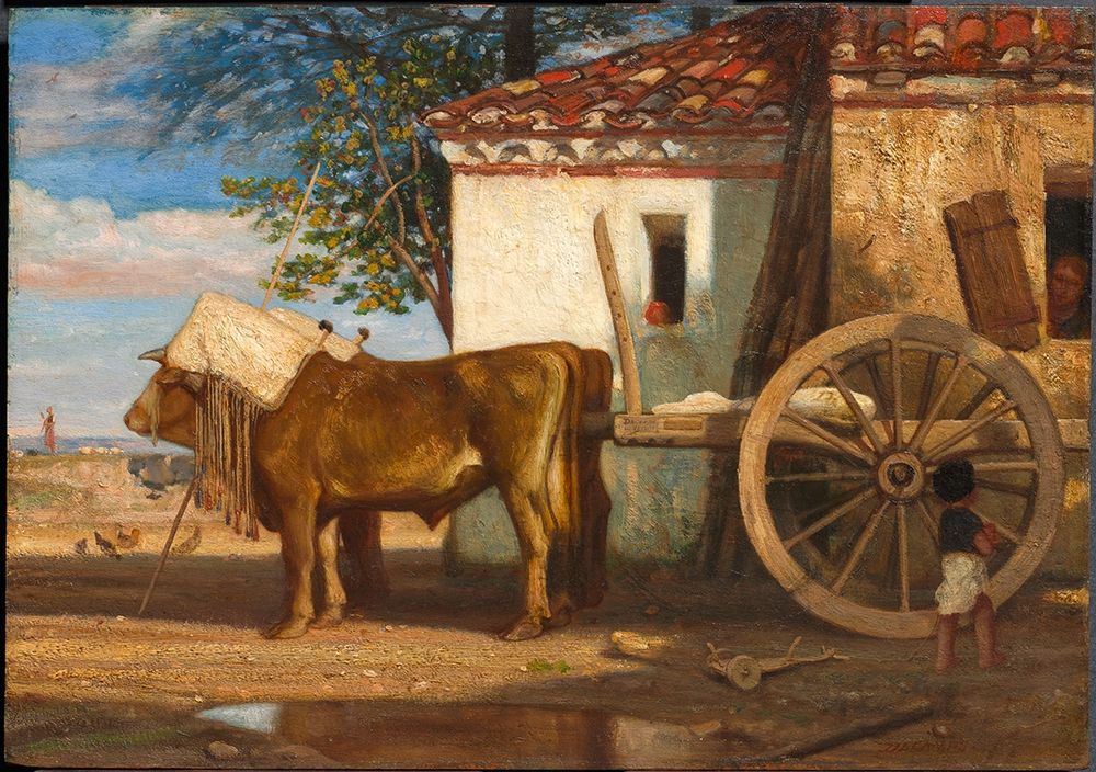 Oxen before a Farmhouse at Le Verrier art print by Alexandre-Gabriel Decamps for $57.95 CAD