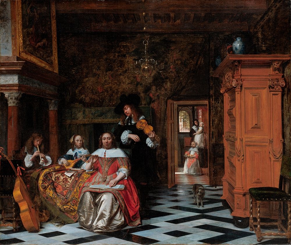 Portrait of a Family Playing Music art print by Pieter de Hooch for $57.95 CAD