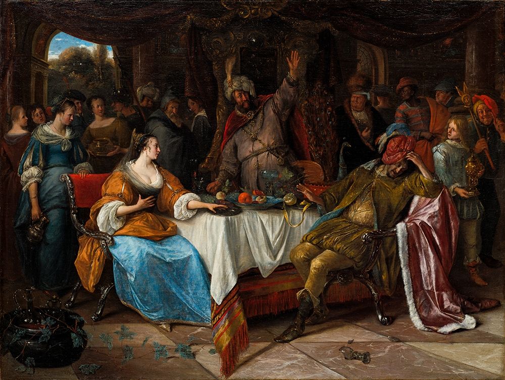Esther, Ahasuerus, and Haman art print by Jan Steen for $57.95 CAD