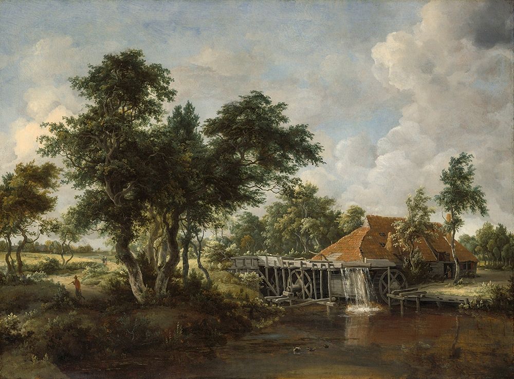 The Watermill with the Great Red Roof 1665 art print by Meindert Hobbema for $57.95 CAD