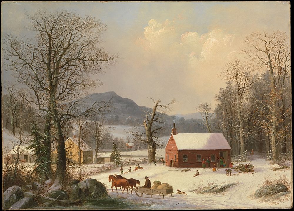 Red School House (Country Scene) 1858 art print by George Henry Durrie for $57.95 CAD