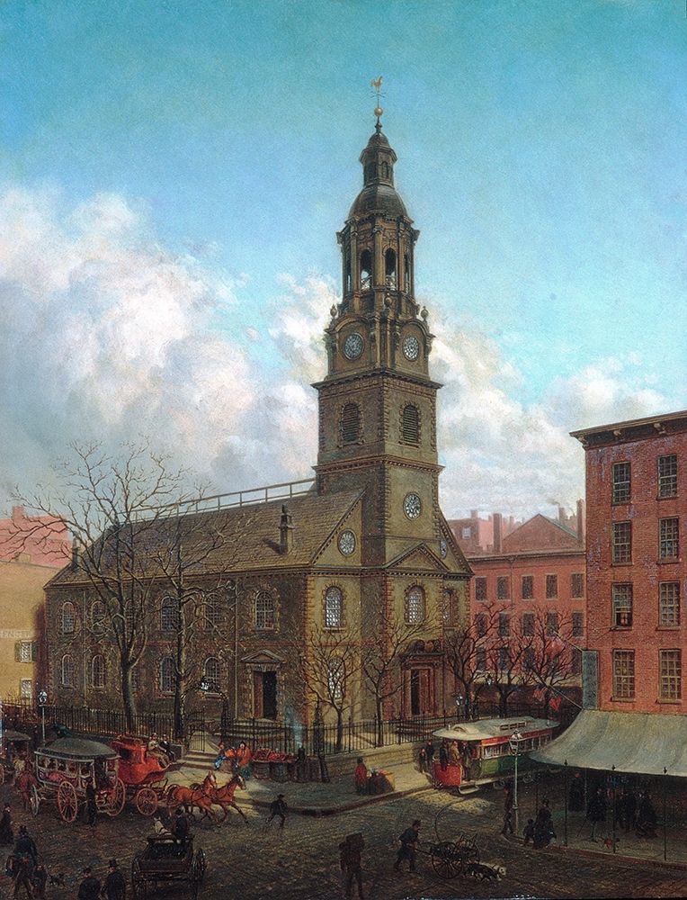 The North Dutch Church, Fulton and William Streets, New York 1869 art print by Edward Lamson Henry for $57.95 CAD
