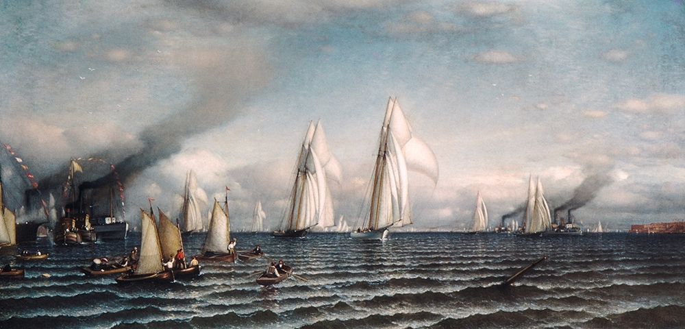 Finishâ€”First International Race for Americas Cup, August 8, 1870 art print by Samuel Colman for $57.95 CAD