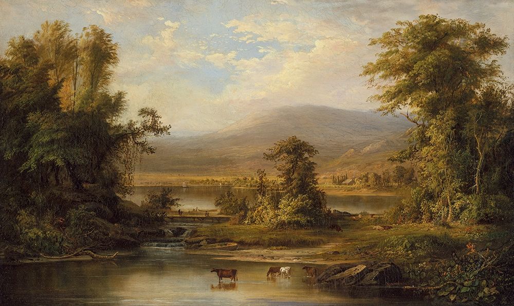 Landscape with Cows Watering in a Stream art print by Robert S. Duncanson for $57.95 CAD