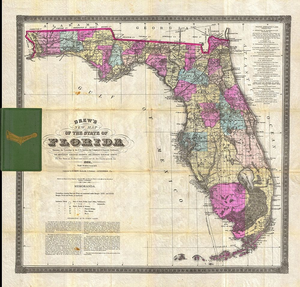 New Map of The State of Florida, 1870 art print by Columbus Drew for $57.95 CAD