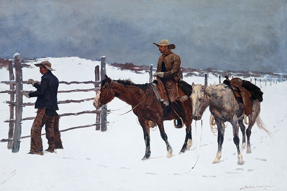The Fall of the Cowboy art print by Frederic Remington for $57.95 CAD