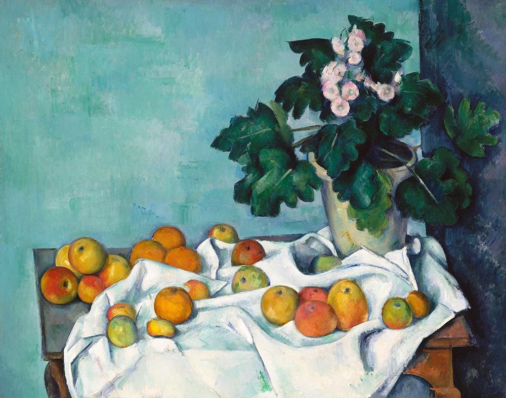 Still Life with Apples and a Pot of Primroses art print by Paul Cezanne for $57.95 CAD