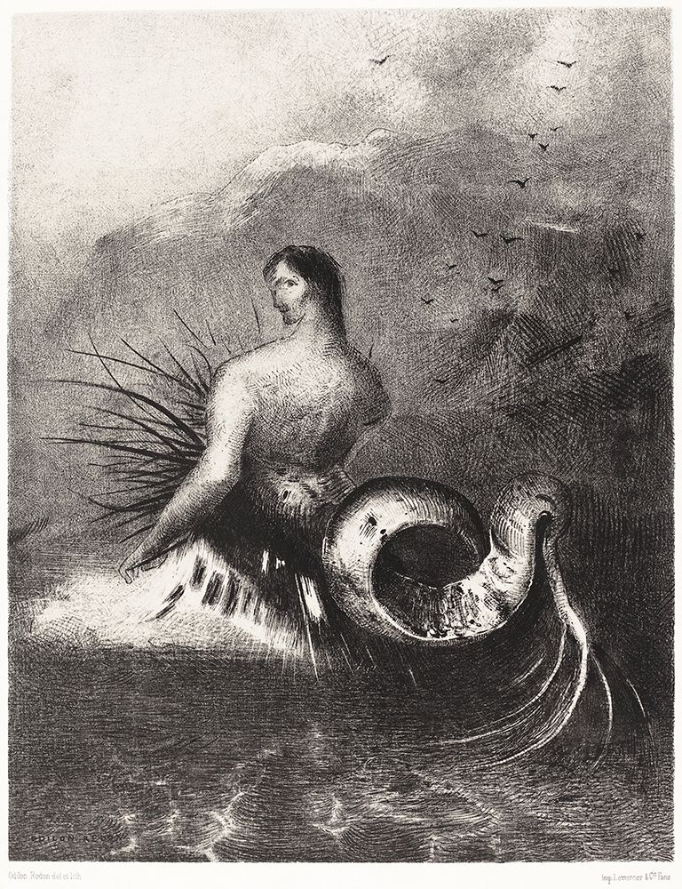 The Siren Clothed In Barbs, Emerged From the Waves art print by Odilon Redon for $57.95 CAD