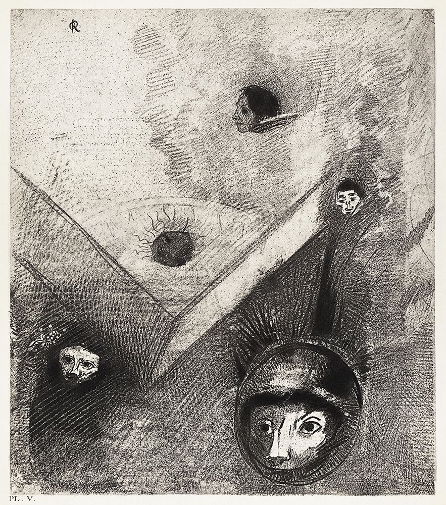 On Backdrop of Our Nights God with His Knowing Finger Traces a Multiform Implacable NightmareÂ  art print by Odilon Redon for $57.95 CAD