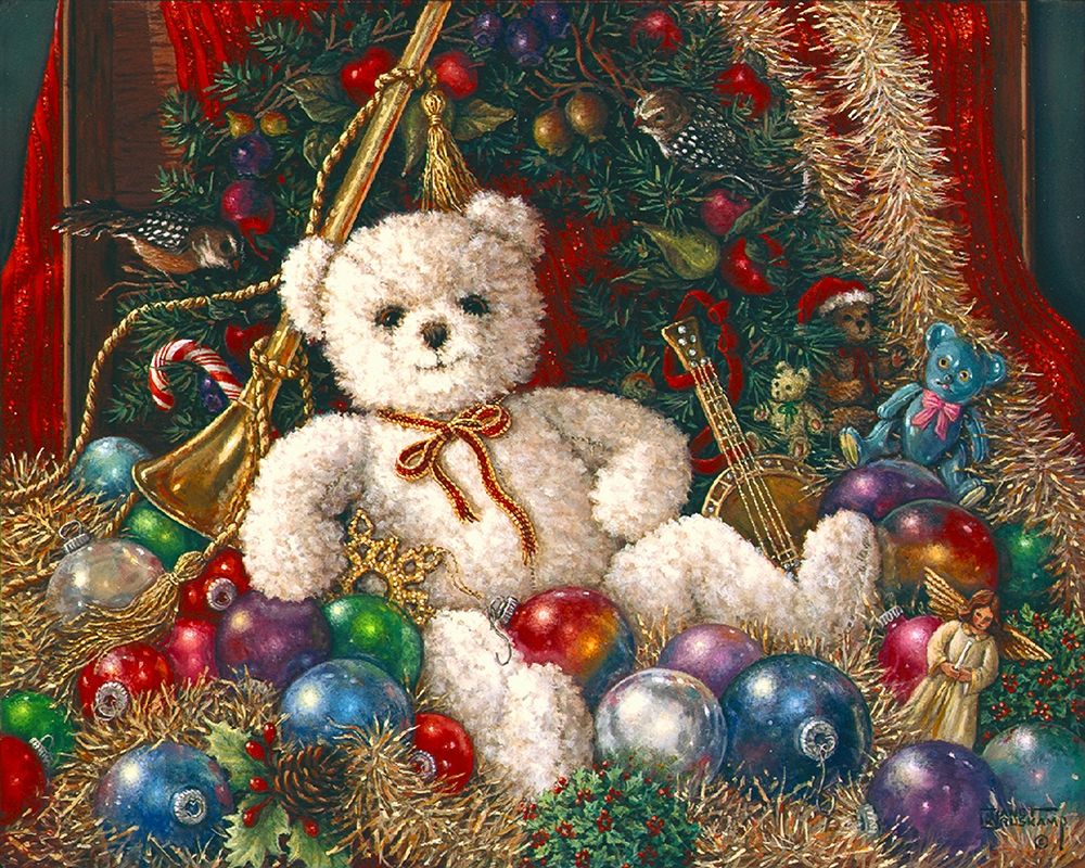 The Christmas Bear art print by Janet Kruskamp for $57.95 CAD