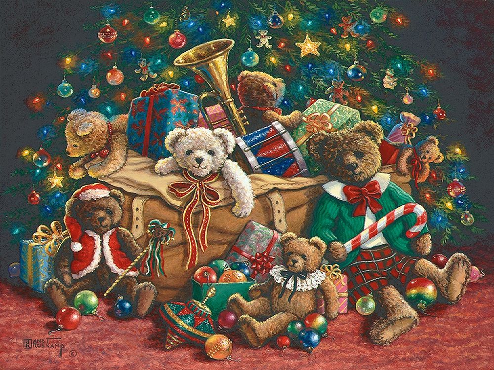 Teddy Bear Christmas art print by Janet Kruskamp for $57.95 CAD