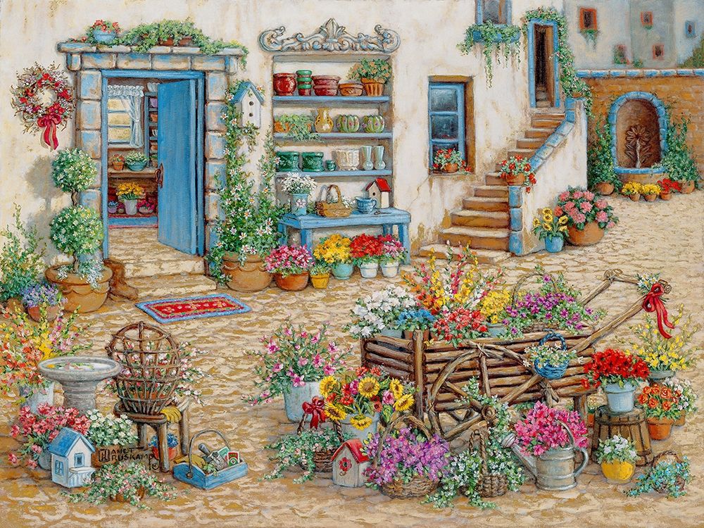 Courtyard Flower Shoppe art print by Janet Kruskamp for $57.95 CAD