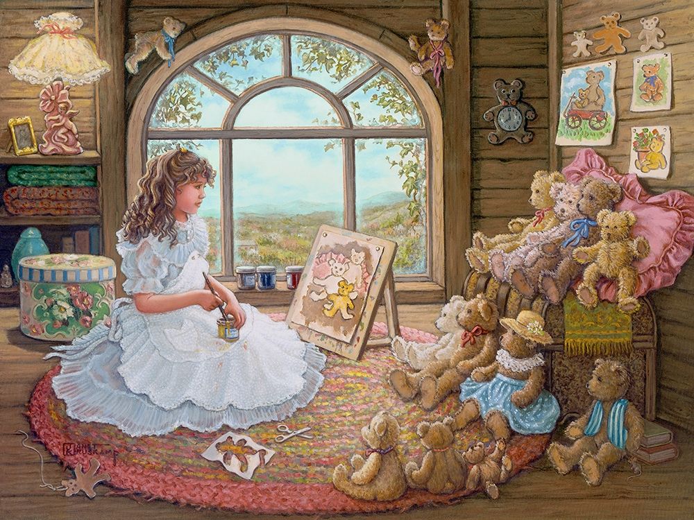 Jenny Paints Her Bears art print by Janet Kruskamp for $57.95 CAD