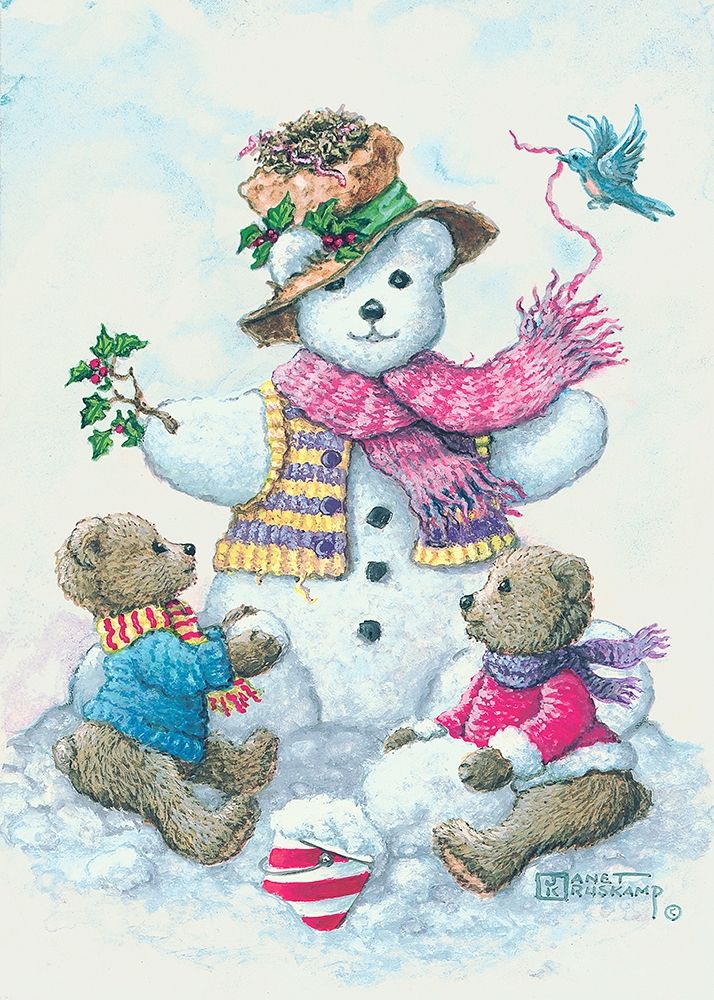 Snowman Teddy Bear II art print by Janet Kruskamp for $57.95 CAD