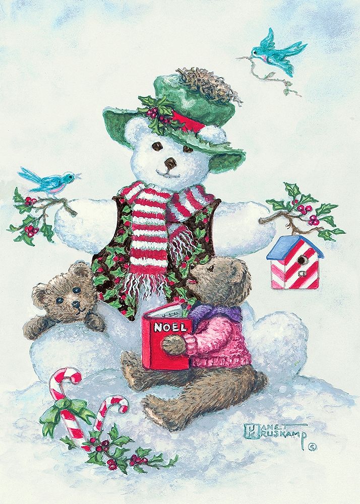 Snowman Teddy Bear I art print by Janet Kruskamp for $57.95 CAD