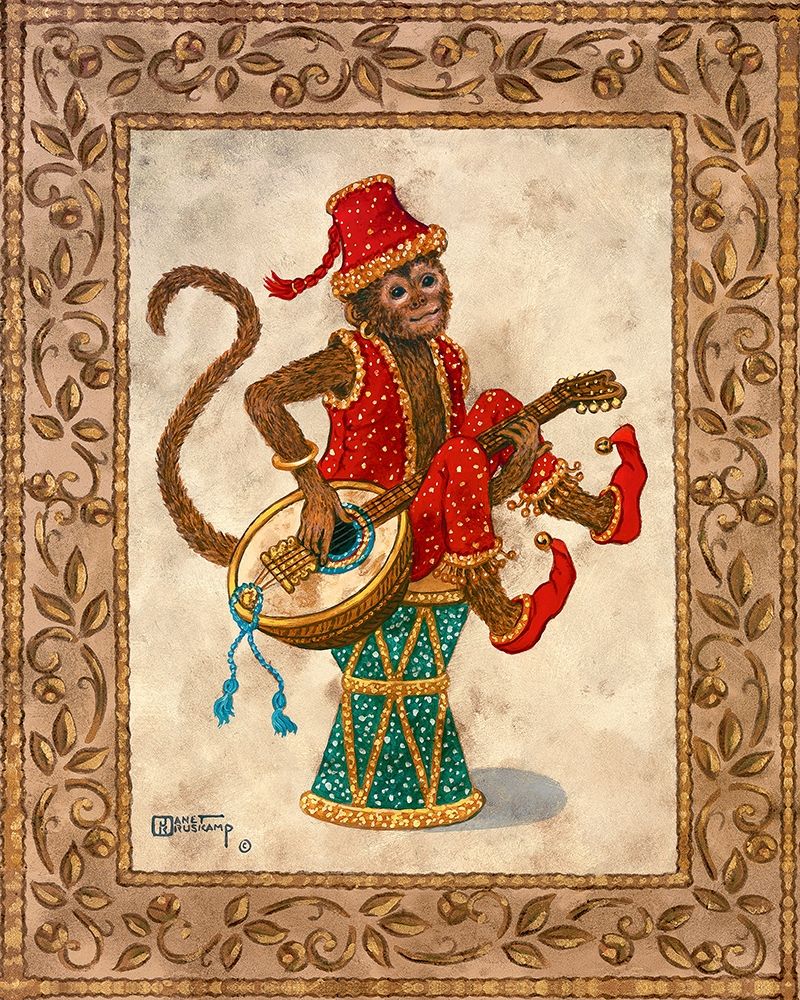 Monkey with Mandolin art print by Janet Kruskamp for $57.95 CAD