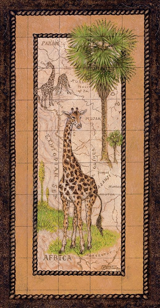 Map with Giraffe art print by Janet Kruskamp for $57.95 CAD