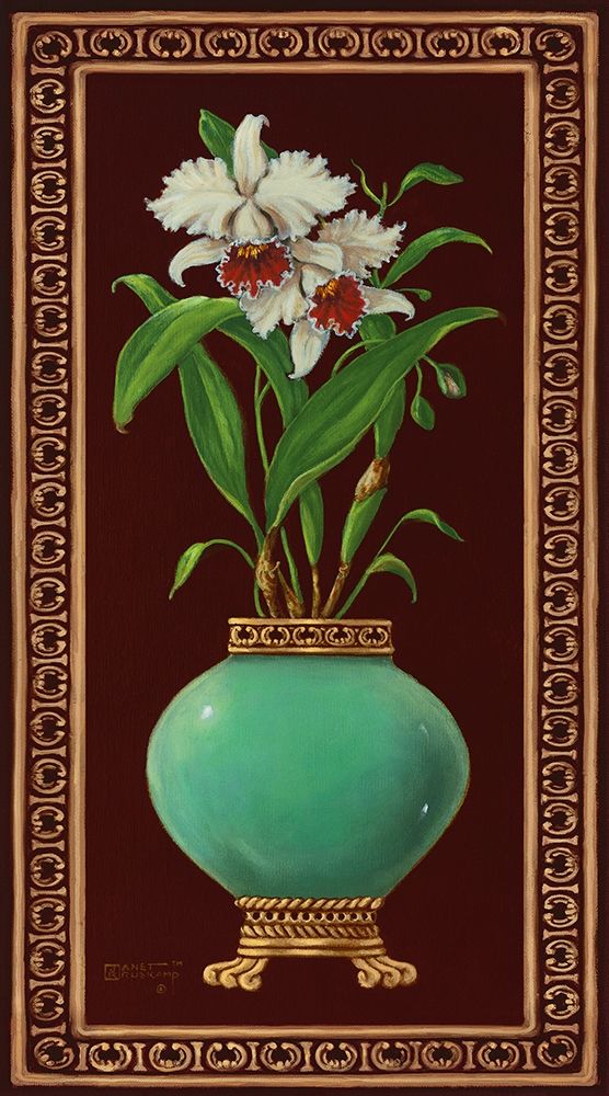 Ginger Jar with Orchids I art print by Janet Kruskamp for $57.95 CAD