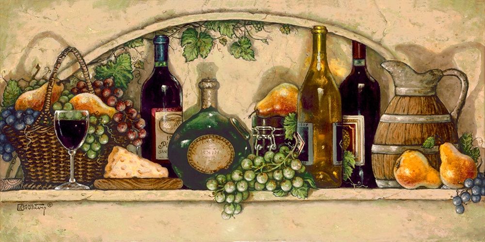 Wine, Fruit and Cheese art print by Janet Kruskamp for $57.95 CAD